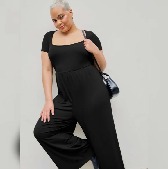 Cider | Scoop Neckline Short Sleeve Wide Leg Jumpsuit - Picture 3 of 7